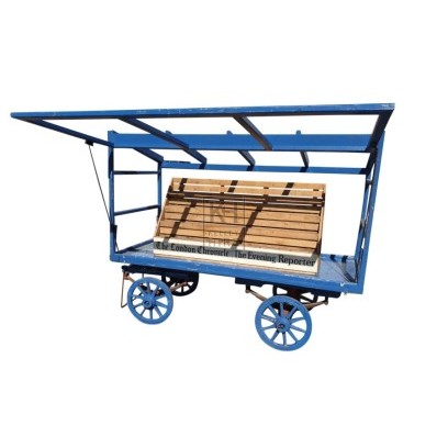 Blue Four Wheeled Market Cart