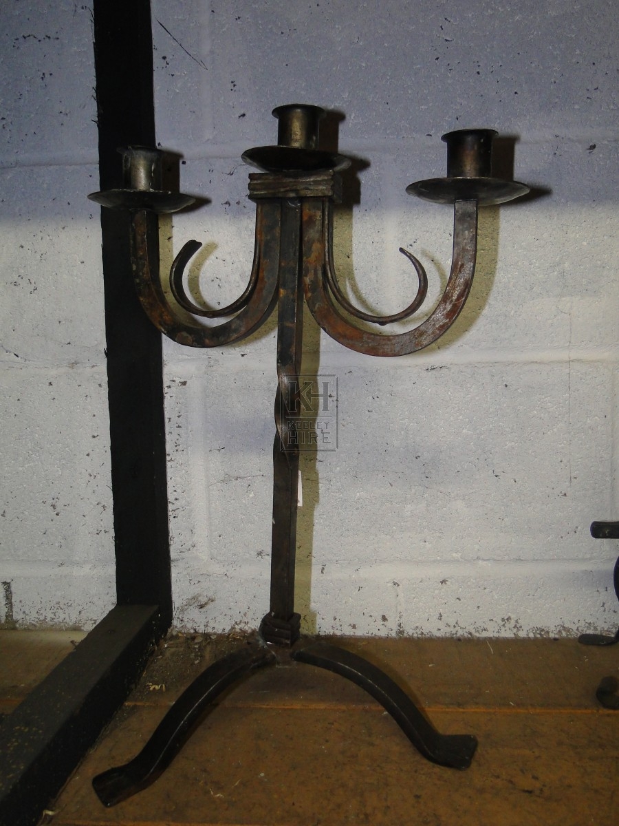 Candleholders Iron Prop Hire » Triple Iron Candle Holder - Keeley Hire